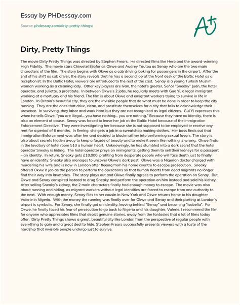 dirty pretty things pdf|Dirty Pretty Things Summary .